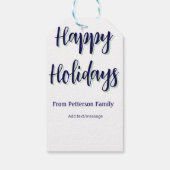 ハッピーホリデイズブルーグリーンクリスマススタイリッシュモダン ギフトタグ (裏面)