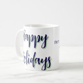 ハッピーホリデイズブルーグリーンクリスマススタイリッシュモダン コーヒーマグカップ (正面左)