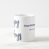 ハッピーホリデイズブルーグリーンクリスマススタイリッシュモダン コーヒーマグカップ (中央)