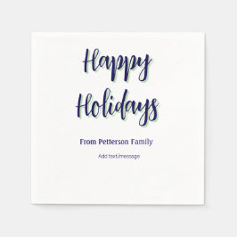 ハッピーホリデイズブルーグリーンクリスマススタイリッシュモダン スタンダードカクテルナプキン