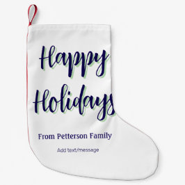 ハッピーホリデイズブルーグリーンクリスマススタイリッシュモダン スモールクリスマスストッキング