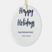 ハッピーホリデイズブルーグリーンクリスマススタイリッシュモダン セラミックオーナメント (右)