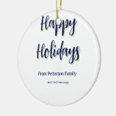 ハッピーホリデイズブルーグリーンクリスマススタイリッシュモダン セラミックオーナメント (左)