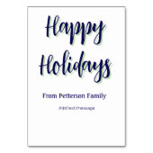 ハッピーホリデイズブルーグリーンクリスマススタイリッシュモダン テーブルナンバー (裏面)