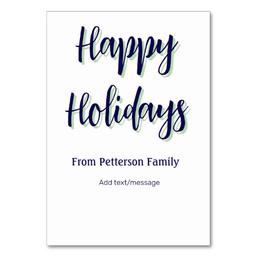 ハッピーホリデイズブルーグリーンクリスマススタイリッシュモダン テーブルナンバー (正面)