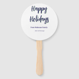 ハッピーホリデイズブルーグリーンクリスマススタイリッシュモダン ハンドファン