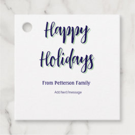 ハッピーホリデイズブルーグリーンクリスマススタイリッシュモダン フェイバータグ