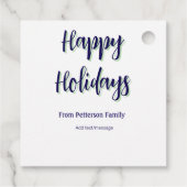 ハッピーホリデイズブルーグリーンクリスマススタイリッシュモダン フェイバータグ (裏面)