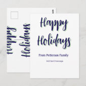 ハッピーホリデイズブルーグリーンクリスマススタイリッシュモダン ポストカード (正面/裏面)