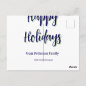 ハッピーホリデイズブルーグリーンクリスマススタイリッシュモダン ポストカード (裏面)