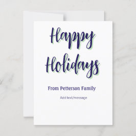 ハッピーホリデイズブルーグリーンクリスマススタイリッシュモダン ポストカード