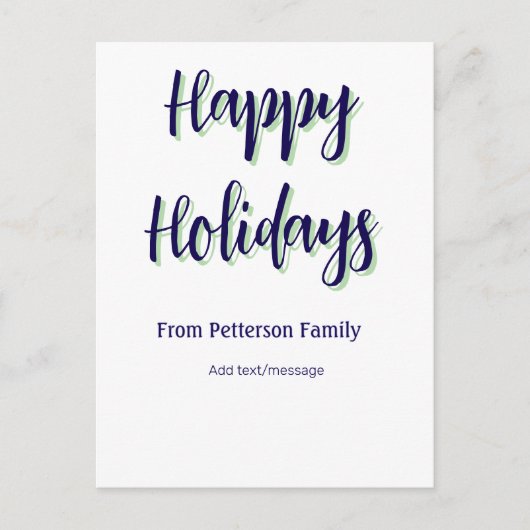 ハッピーホリデイズブルーグリーンクリスマススタイリッシュモダン ポストカード (正面)