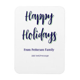 ハッピーホリデイズブルーグリーンクリスマススタイリッシュモダン マグネット