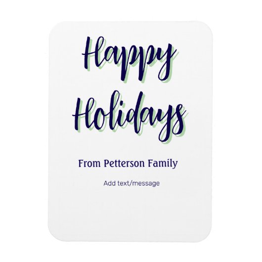 ハッピーホリデイズブルーグリーンクリスマススタイリッシュモダン マグネット (縦)