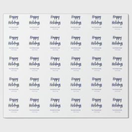 ハッピーホリデイズブルーグリーンクリスマススタイリッシュモダン ラッピングペーパー