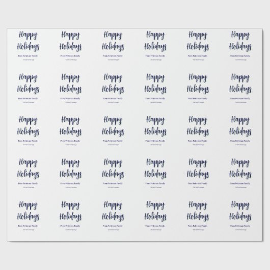 ハッピーホリデイズブルーグリーンクリスマススタイリッシュモダン ラッピングペーパー (フラット)