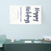 ハッピーホリデイズブルーグリーンクリスマススタイリッシュモダン 横断幕 (トレードショー)