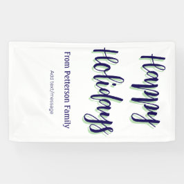 ハッピーホリデイズブルーグリーンクリスマススタイリッシュモダン 横断幕