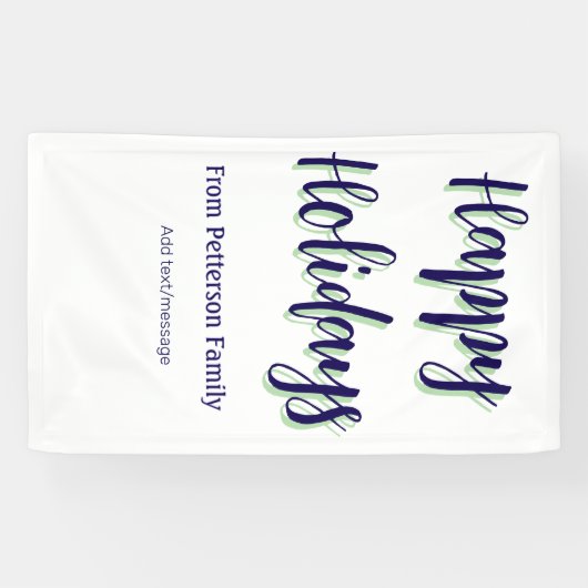 ハッピーホリデイズブルーグリーンクリスマススタイリッシュモダン 横断幕 (横)