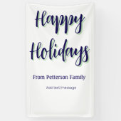 ハッピーホリデイズブルーグリーンクリスマススタイリッシュモダン 横断幕 (縦)