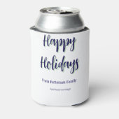 ハッピーホリデイズブルーグリーンクリスマススタイリッシュモダン 缶クーラー (缶裏面)