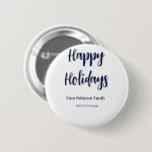 ハッピーホリデイズブルーグリーンクリスマススタイリッシュモダン 缶バッジ (正面&裏面)
