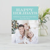ハッピーホリデイズブルーシェブロンフォトカード シーズンカード (スタンド正面)
