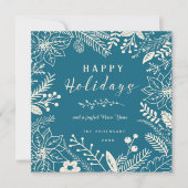 ハッピーホリデイズブルーボタニックスクエアフォトコラージュ シーズンカード (正面)