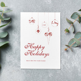 ハッピーホリデイズベリーレッドモノグラムバウブル シーズンカード