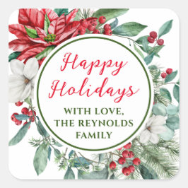 ハッピーホリデイズポインセチアフローラフリット スクエアシール