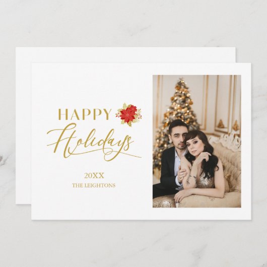 ハッピーホリデイズポンセテお洒落ィアクリスマスフォト (正面/裏面)