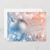 ハッピーホリデイズライトブルーアンドコーラルクリスマス ポストカード (正面/裏面)