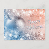 ハッピーホリデイズライトブルーアンドコーラルクリスマス ポストカード (正面)
