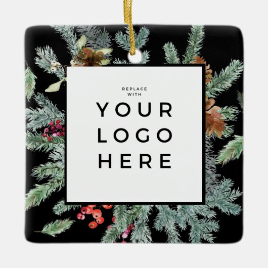 ハッピーホリデイズリースホリーユアカンパニーロゴ セラミックオーナメント (正面)