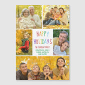 ハッピーホリデイズレインボーファミリーフォトコラージマグネット (正面)