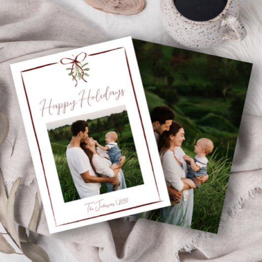 ハッピーホリデイズレッドハンドドロッドボウ冬2写真 招待状