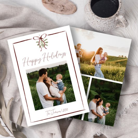 ハッピーホリデイズレッドハンドドロッドボウ冬4写真 招待状