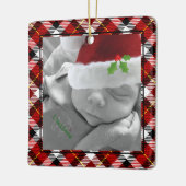 ハッピーホリデイズレッドブラックプラッドトラックツリーカスタム セラミックオーナメント (左)