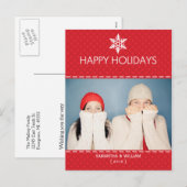 ハッピーホリデイズレッドプレイドホリデーハガキ シーズンポストカード (正面/裏面)