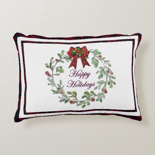 ハッピーホリデイズレッドプレイド アクセントクッション (正面)