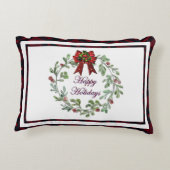 ハッピーホリデイズレッドプレイド アクセントクッション (裏面)