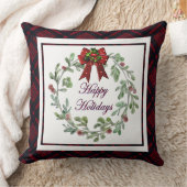 ハッピーホリデイズレッドプレイド クッション (ブランケット)