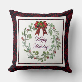 ハッピーホリデイズレッドプレイド クッション