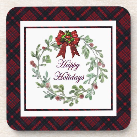 ハッピーホリデイズレッドプレイド コースター (正面)