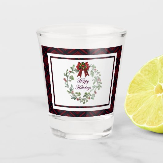 ハッピーホリデイズレッドプレイド ショットグラス (正面)