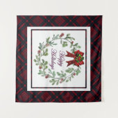 ハッピーホリデイズレッドプレイド タペストリー (正面(横))