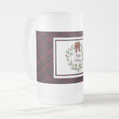 ハッピーホリデイズレッドプレイド フロストグラスビールジョッキ (正面左)