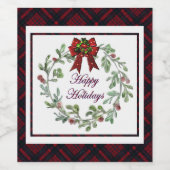 ハッピーホリデイズレッドプレイド ワインラベル (シングルラベル)