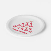 ハッピーホリデイズレッドホワイトスノースターズツリー ペーパープレート (アングル)