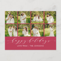 ハッピーホリデイズレッドモダンフエレガントォトコラージュ